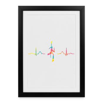 Vertikaltuch Heartbeat Luftakrobatik Aerial Silk - Gerahmtes Poster (27 × 37 cm) - Schwarz - Vorne