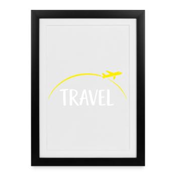 Faute de frappe de voyage avec Airplane Circle - Affiche encadrée (27 × 37 cm) - noir - Devant