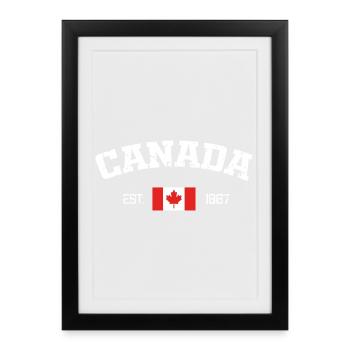 Écusson d’érable vintage du Canada 1867 - Affiche encadrée (27 × 37 cm) - noir - Devant