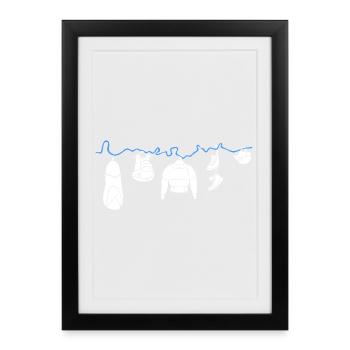 Suspendre des vêtements d’eau vive sur le cours de la rivière - Affiche encadrée (27 × 37 cm) - noir - Devant