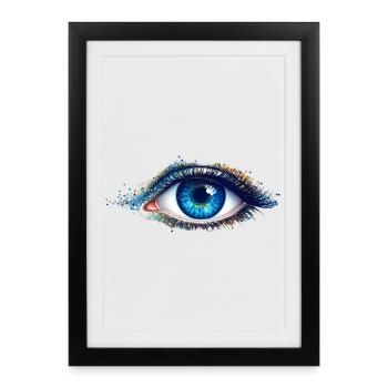 Jeu de couleurs des yeux bleus - Affiche encadrée (27 × 37 cm) - noir - Devant