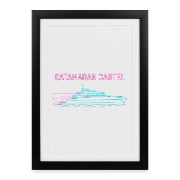 Synthwave Catamaran Cartel - Framed poster (27 × 37 cm) - black - Front