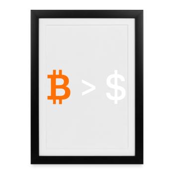 Bitcoin Bigger Than Money Typography - Framed poster (27 × 37 cm) - black - Front