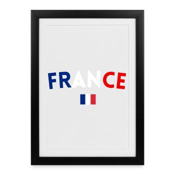 Drapeau France Cadeau Homme Femme France Cadeau - Affiche encadrée (27 × 37 cm) - noir - Devant