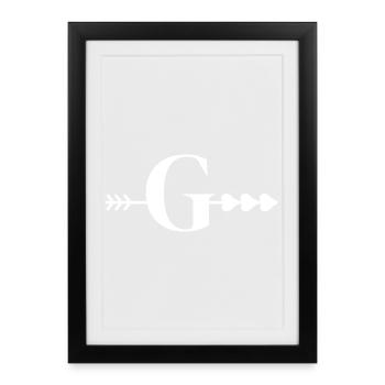 Lettre g flèche cœur - Affiche encadrée (27 × 37 cm) - noir - Devant