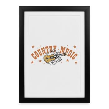 Guitare de musique country Illustration - Affiche encadrée (27 × 37 cm) - noir - Devant