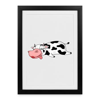 Cow lady girl - Framed poster (27 × 37 cm) - black - Front