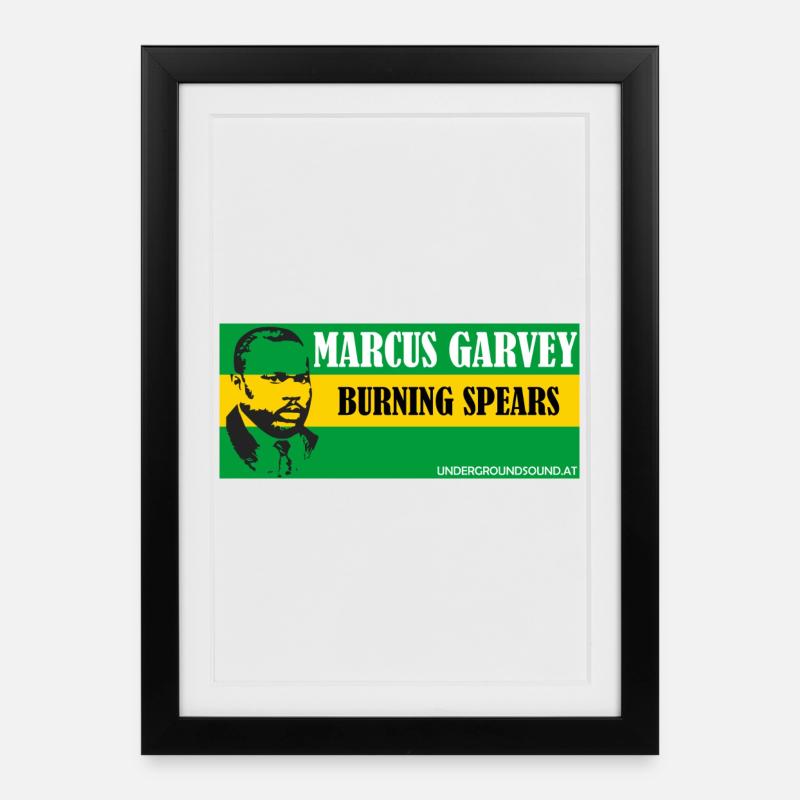 Garvey Burning Spear T-Shirt - Affiche encadrée (27 × 37 cm) - noir