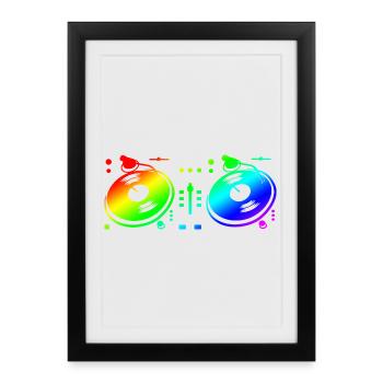 Turntable Disc Jockey - Framed poster (27 × 37 cm) - black - Front