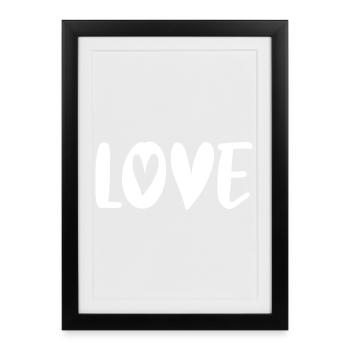 Amour Coeur Blanc Écriture Saint Valentin Couple d’amour - Affiche encadrée (27 × 37 cm) - noir - Devant