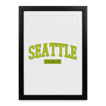 Lettrage Seattle Washington - Affiche encadrée (27 × 37 cm) - noir - Devant