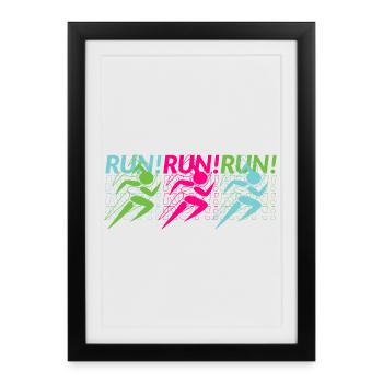 Jogging, Running, Athletes - Framed poster (27 × 37 cm) - black - Front