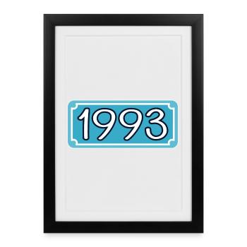Année 1993 - Année 93 - LETTRAGE - Affiche encadrée (27 × 37 cm) - noir - Devant