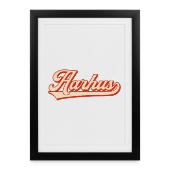 Aarhus Retro Look – Denmark Lettering - Framed poster (27 × 37 cm) - black - Front