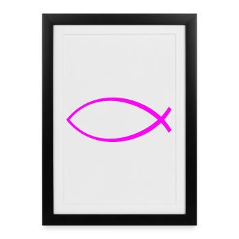 Ichtus fish solid pink - Framed poster (27 × 37 cm) - black - Front