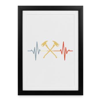 Feuerwehraxt Herzklopfen - Gerahmtes Poster (27 × 37 cm) - Schwarz - Vorne