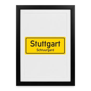 Stuttgart place name sign Germany - Framed poster (27 × 37 cm) - black - Front