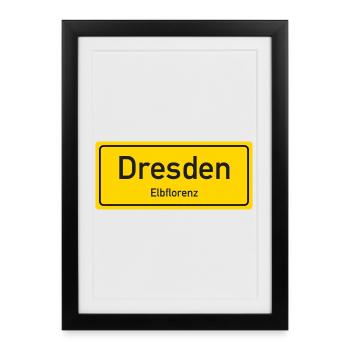 Nom de lieu de Dresde allemagne - Affiche encadrée (27 × 37 cm) - noir - Devant