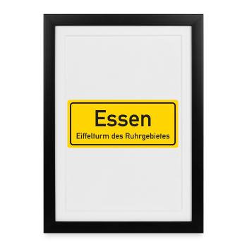 Nom de lieu d’Essen allemagne - Affiche encadrée (27 × 37 cm) - noir - Devant