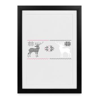 Weihnachten, Rentiere - Gerahmtes Poster (27 × 37 cm) - Schwarz - Vorne