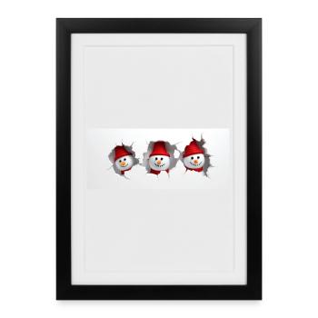 Bonhomme de neige 3D - Affiche encadrée (27 × 37 cm) - noir - Devant