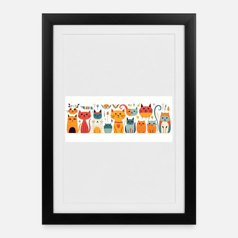 Original Katzen - Gerahmtes Poster (27 × 37 cm) - Schwarz