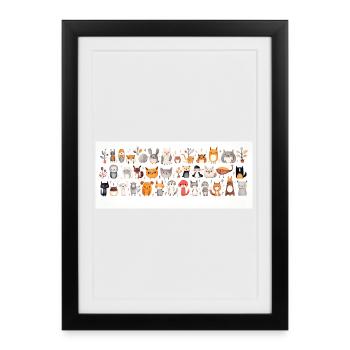 Cute little animals - Framed poster (27 × 37 cm) - black - Front