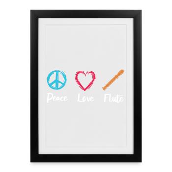 Flûte d’amour de paix - Affiche encadrée (27 × 37 cm) - noir - Devant