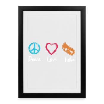 Tuba Paix Amour - Affiche encadrée (27 × 37 cm) - noir - Devant