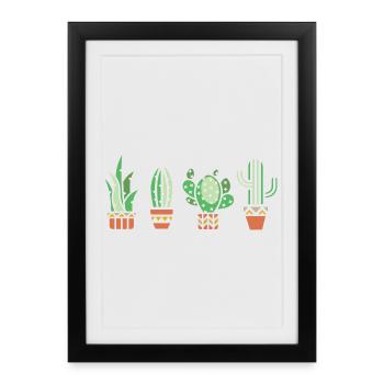 Cactus houseplant comic logo botany love icon - Framed poster (27 × 37 cm) - black - Front