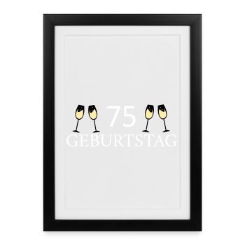 75e anniversaire 75 ans - Affiche encadrée (27 × 37 cm) - noir - Devant