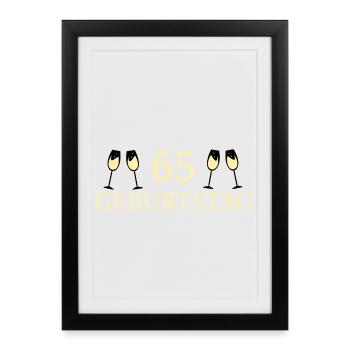 65e anniversaire 65 ans - Affiche encadrée (27 × 37 cm) - noir - Devant