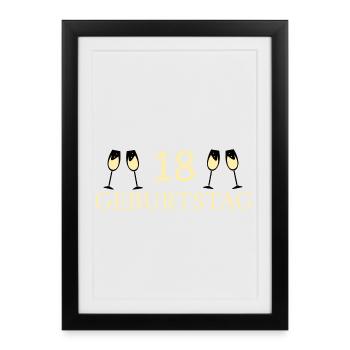 18th birthday 18 years of legal age Birthday 18 - Framed poster (27 × 37 cm) - black - Front