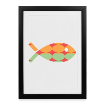FISH. APRIL FOOL. HOLIDAY. SUMMER. HUMOR - Framed poster (27 × 37 cm) - black - Front