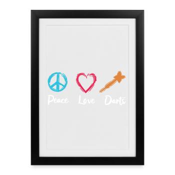 Peace Love Darts - Framed poster (27 × 37 cm) - black - Front