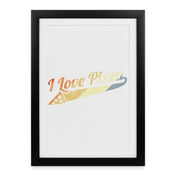Citation d’amateur de pizza vintage - Affiche encadrée (27 × 37 cm) - noir - Devant