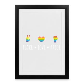 LGBT Pride Month - Peace. Love. Pride - Framed poster (27 × 37 cm) - black - Front