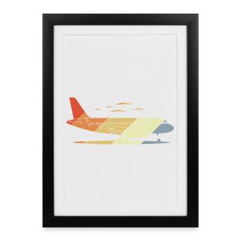 Dessin d’avion Vintage - Affiche encadrée (27 × 37 cm) - noir - Devant