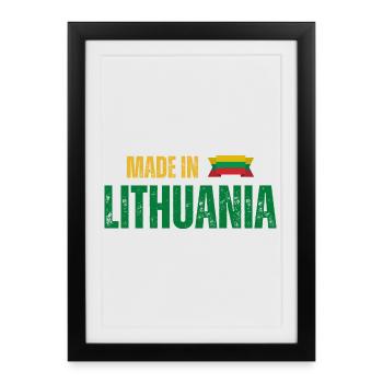 Made in Lithuania, fierté lituanienne - Affiche encadrée (27 × 37 cm) - noir - Devant