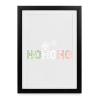 Hohoho neige cristal pixel hiver Noël - Affiche encadrée (27 × 37 cm) - noir - Devant