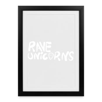 Texte du logo des licornes rave - Affiche encadrée (27 × 37 cm) - noir - Devant