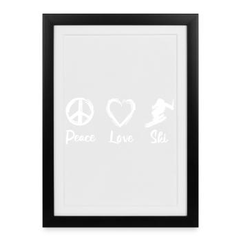 Peace Love Skis - Affiche encadrée (27 × 37 cm) - noir - Devant