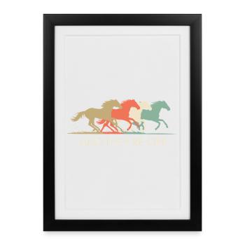 Illustration de chevaux de course vintage - Affiche encadrée (27 × 37 cm) - noir - Devant