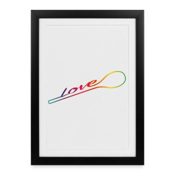 Cuisiné avec amour – cuillère en bois colorée - Affiche encadrée (27 × 37 cm) - noir - Devant