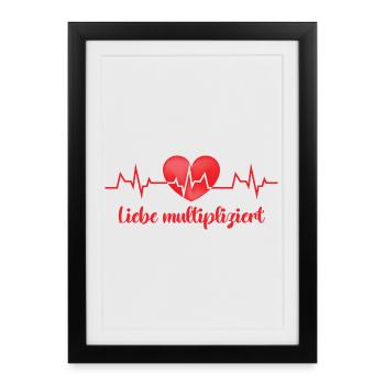 Expectant mother LOVE MULTIPLIES Funny - Framed poster (27 × 37 cm) - black - Front