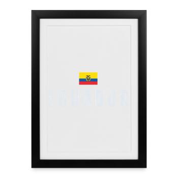 Drapeau de l'Équateur, j'aime l'Équateur - Affiche encadrée (27 × 37 cm) - noir - Devant