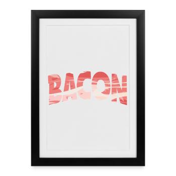 Backward Turned Bacon Illustration - Framed poster (27 × 37 cm) - black - Front
