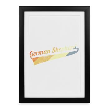 Berger allemand vintage - Affiche encadrée (27 × 37 cm) - noir - Devant