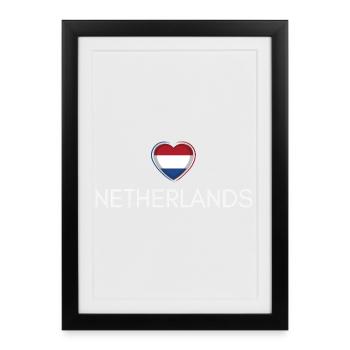 Cœur avec drapeau des Pays-Bas - Affiche encadrée (27 × 37 cm) - noir - Devant