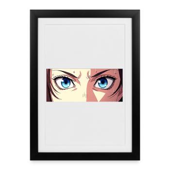 Anime Eyes Blue Iris Manga Fan - Framed poster (27 × 37 cm) - black - Front